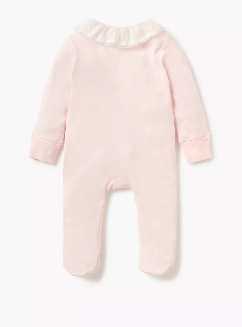 Giggles Embroidered Closed Feet Sleepsuit with Button Closure-2