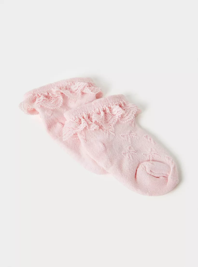 Giggles Lace Detail Ankle Length Socks - Set of 2-2