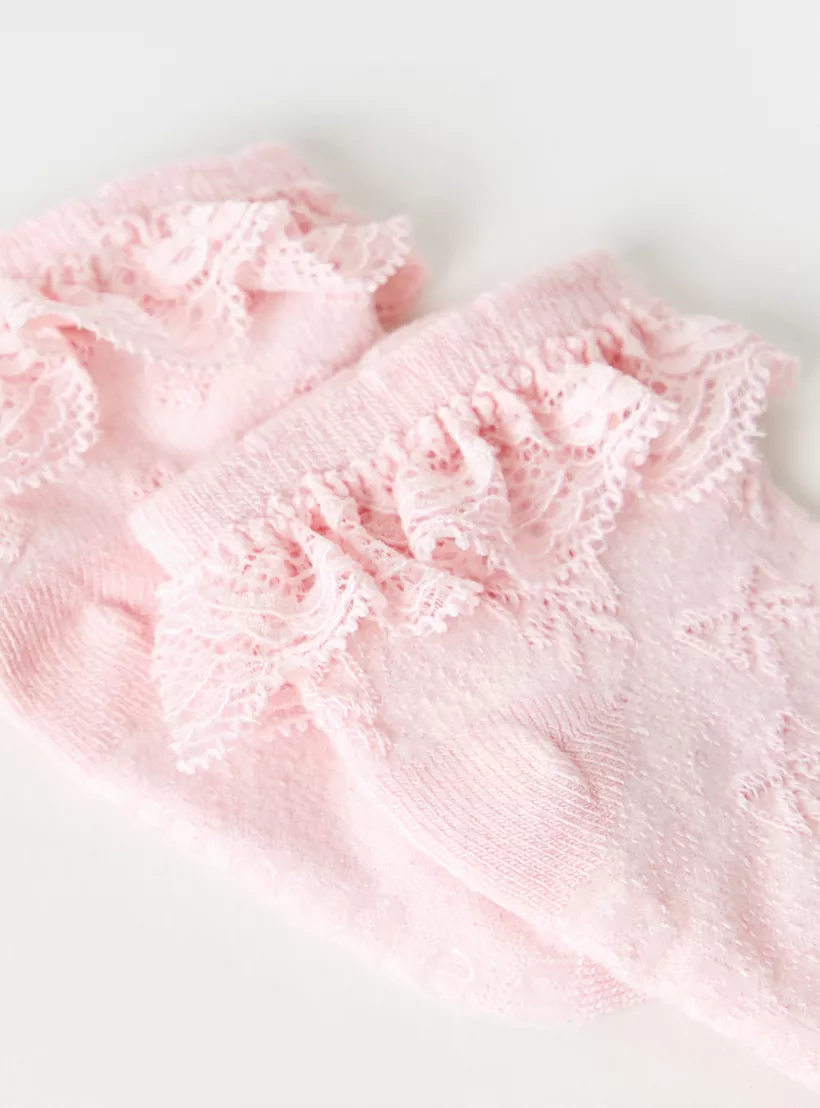 Giggles Lace Detail Ankle Length Socks - Set of 2-3