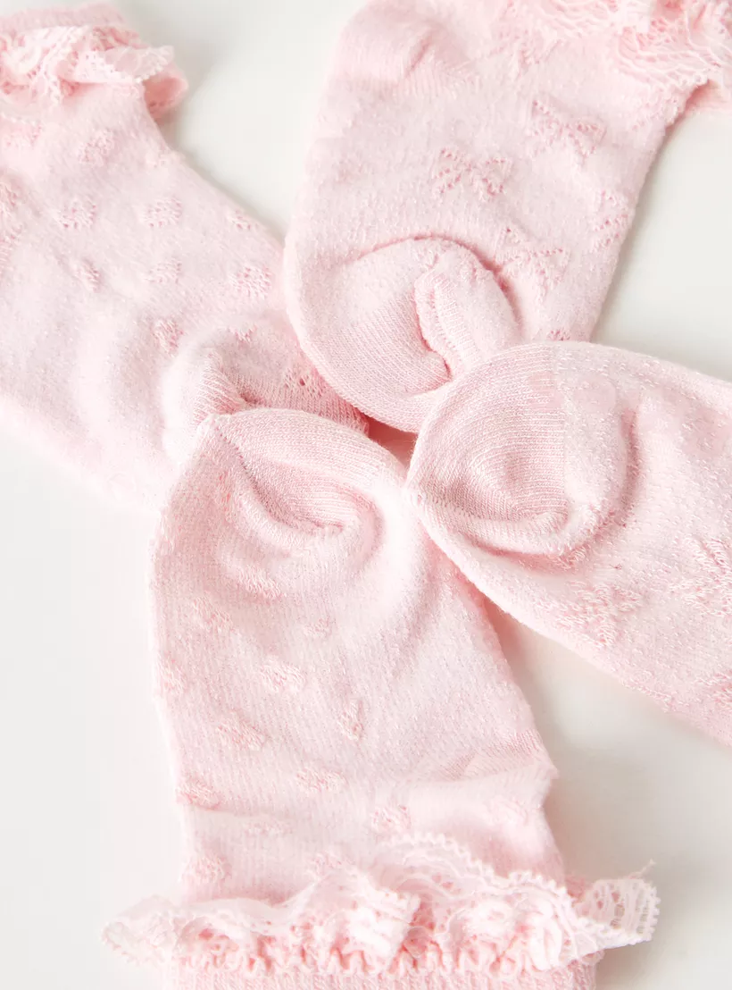 Giggles Lace Detail Ankle Length Socks - Set of 2-4