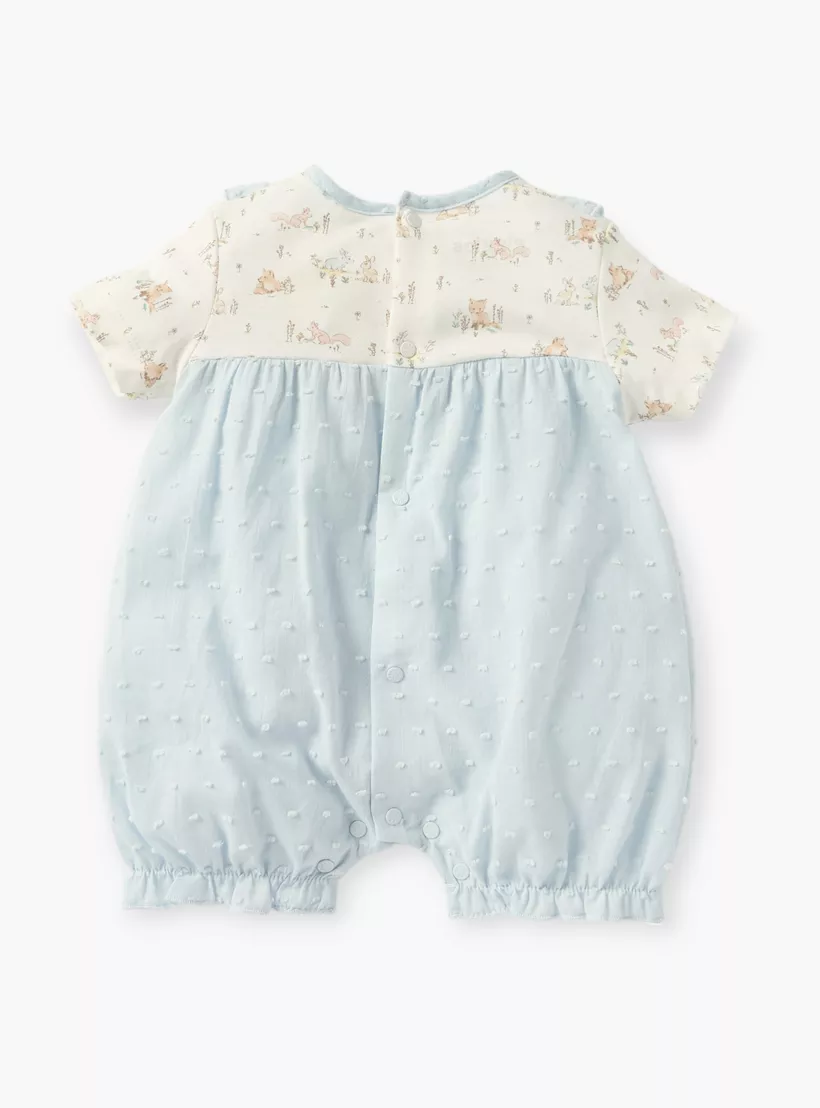 Giggles Printed Romper with Short Sleeves and Button Closure-2