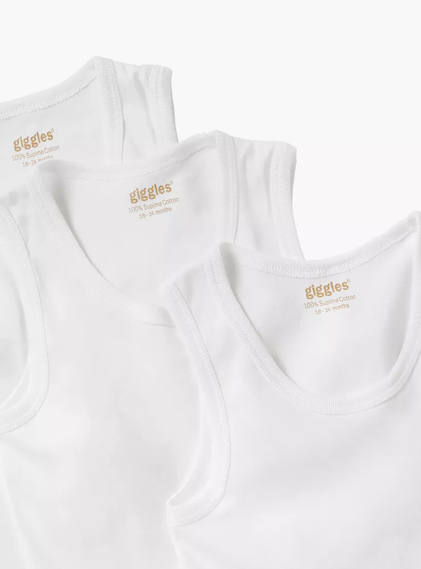 Giggles Solid Sleeveless Vest - Set of 3-3