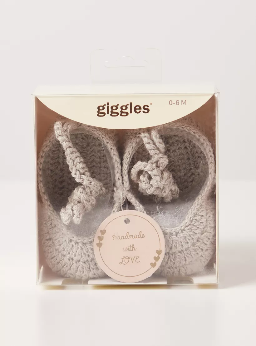 Giggles Textured Booties with Tie-Ups-3