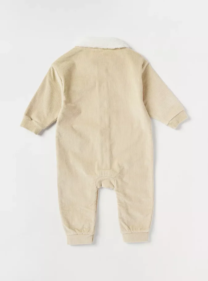 Giggles Textured Zip Through Jumpsuit with Long Sleeves-2