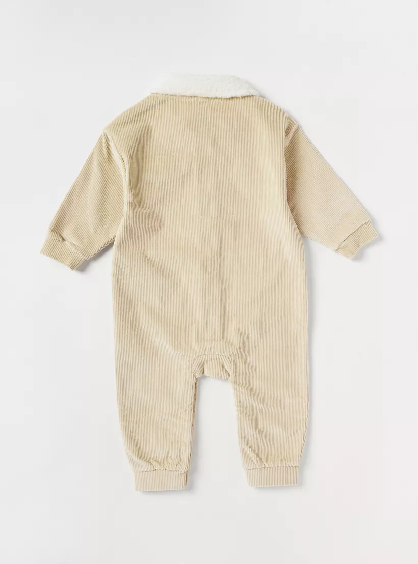 Giggles Textured Zip Through Jumpsuit with Long Sleeves-2