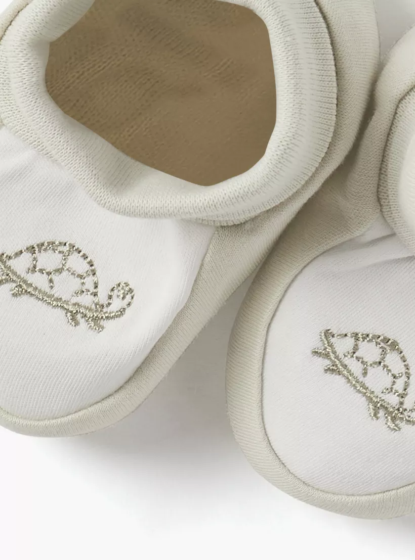 Giggles Tortoise Embroidered Booties-3