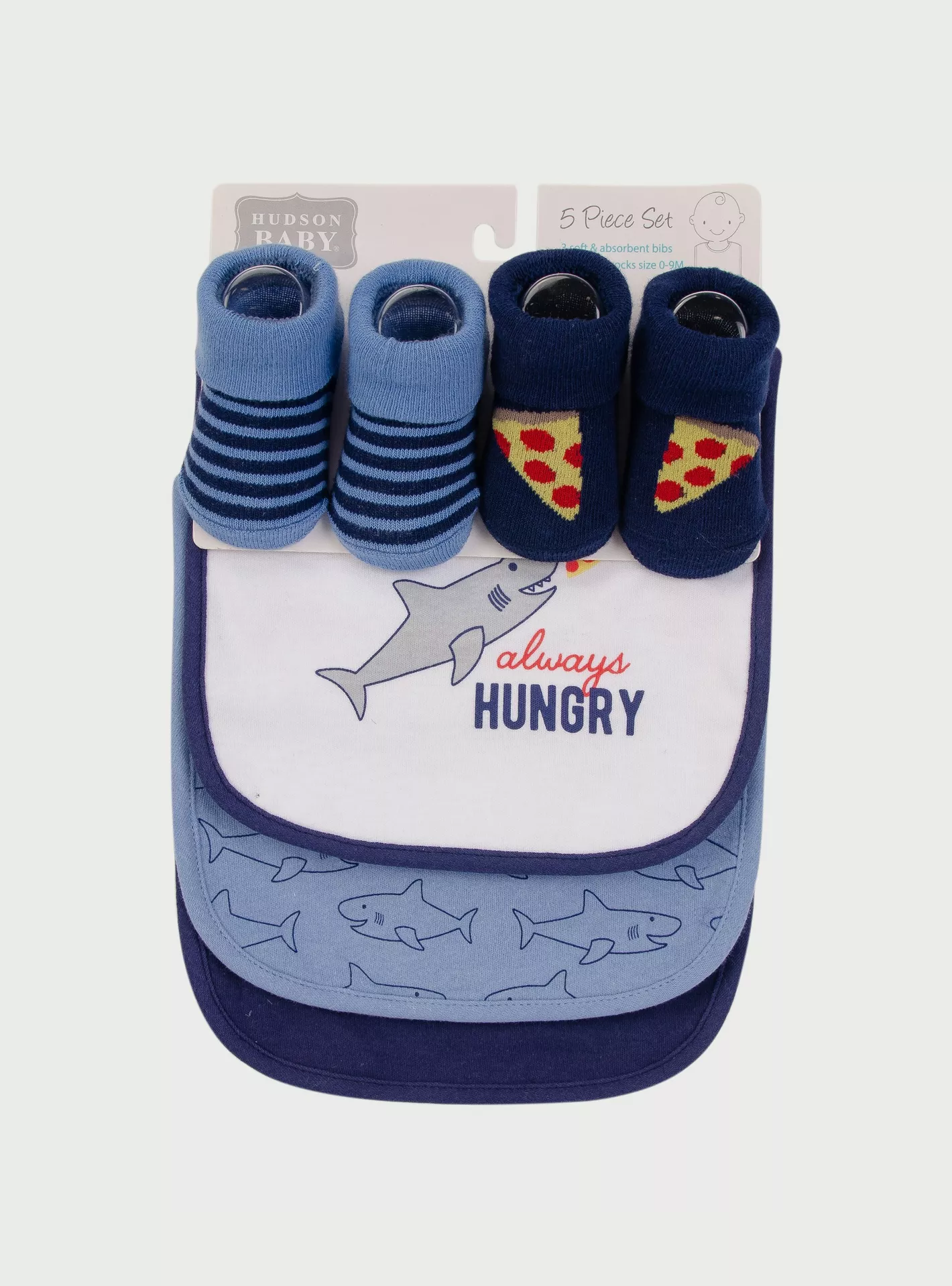Hudson Baby Bib & Socks Set 5-Piece Hungry Shark-4