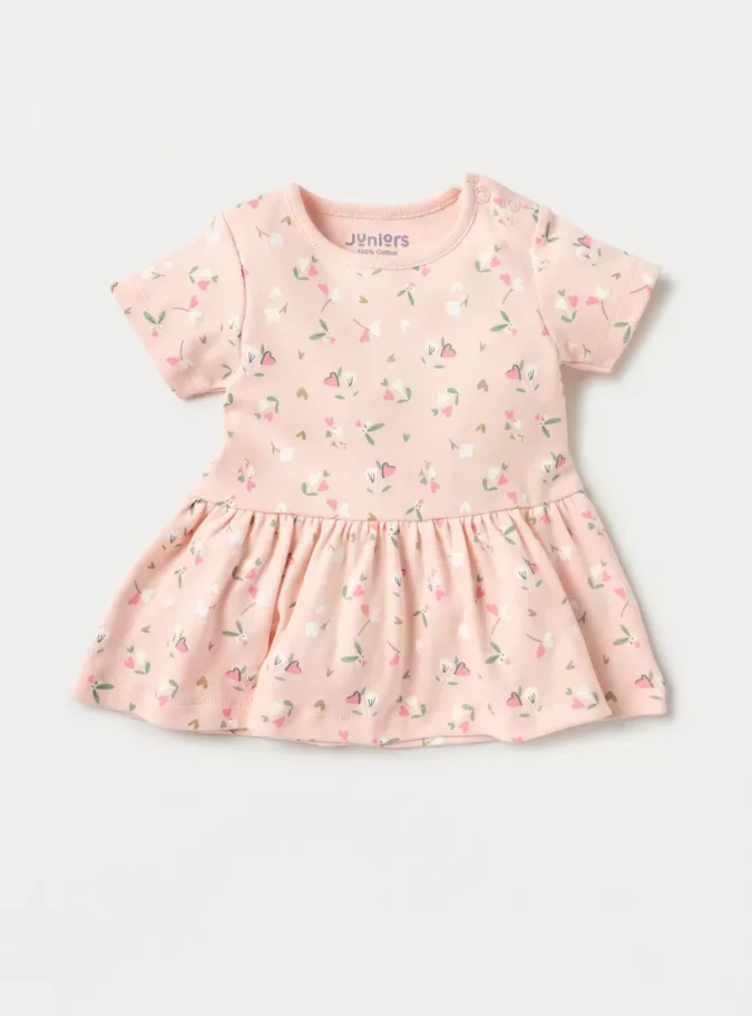 Juniors 2-Piece Floral Print A-line Dress Set with Pleat Detail-2