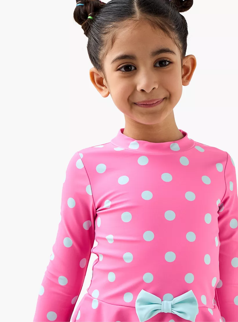 Juniors 2-Piece Polka Dot Print Swim Top and Shorts Set-4