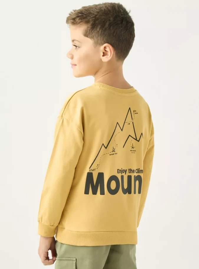 Juniors Abstract Print Sweatshirt with Long Sleeves and Round Neck-1