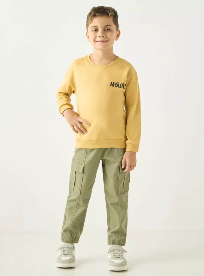 Juniors Abstract Print Sweatshirt with Long Sleeves and Round Neck-2