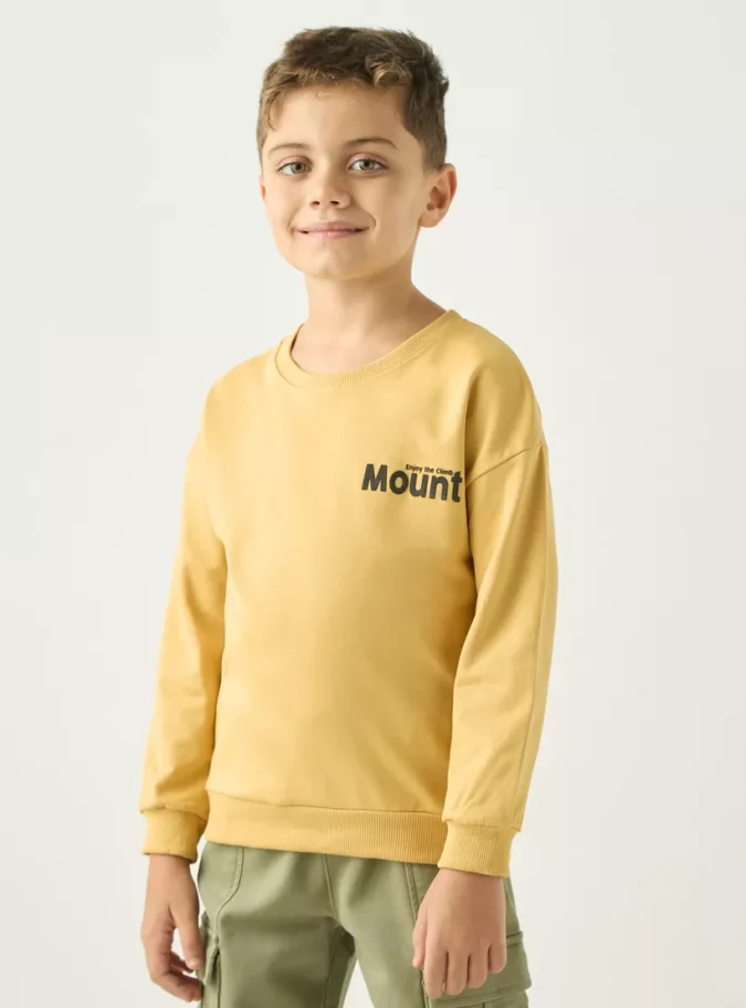 Juniors Abstract Print Sweatshirt with Long Sleeves and Round Neck-3