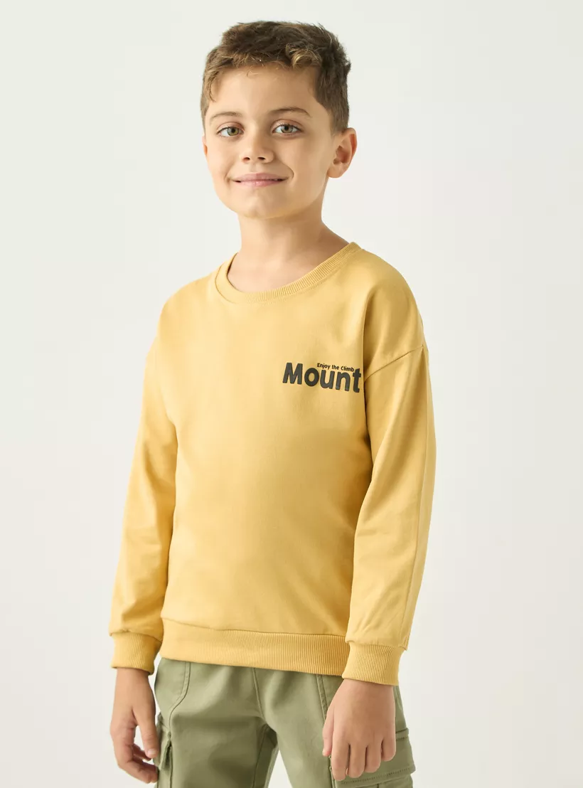 Juniors Abstract Print Sweatshirt with Long Sleeves and Round Neck-3