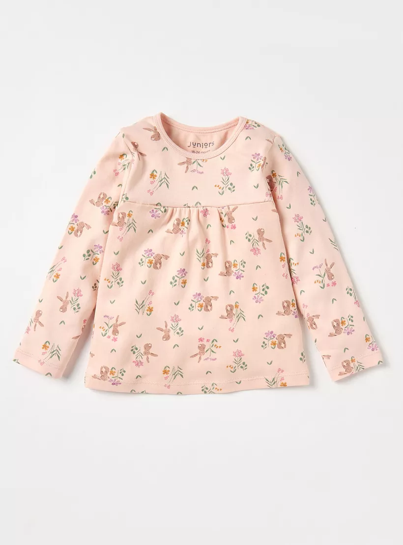 Juniors All-Over Bunny Print T-shirt and Pyjama Set-2