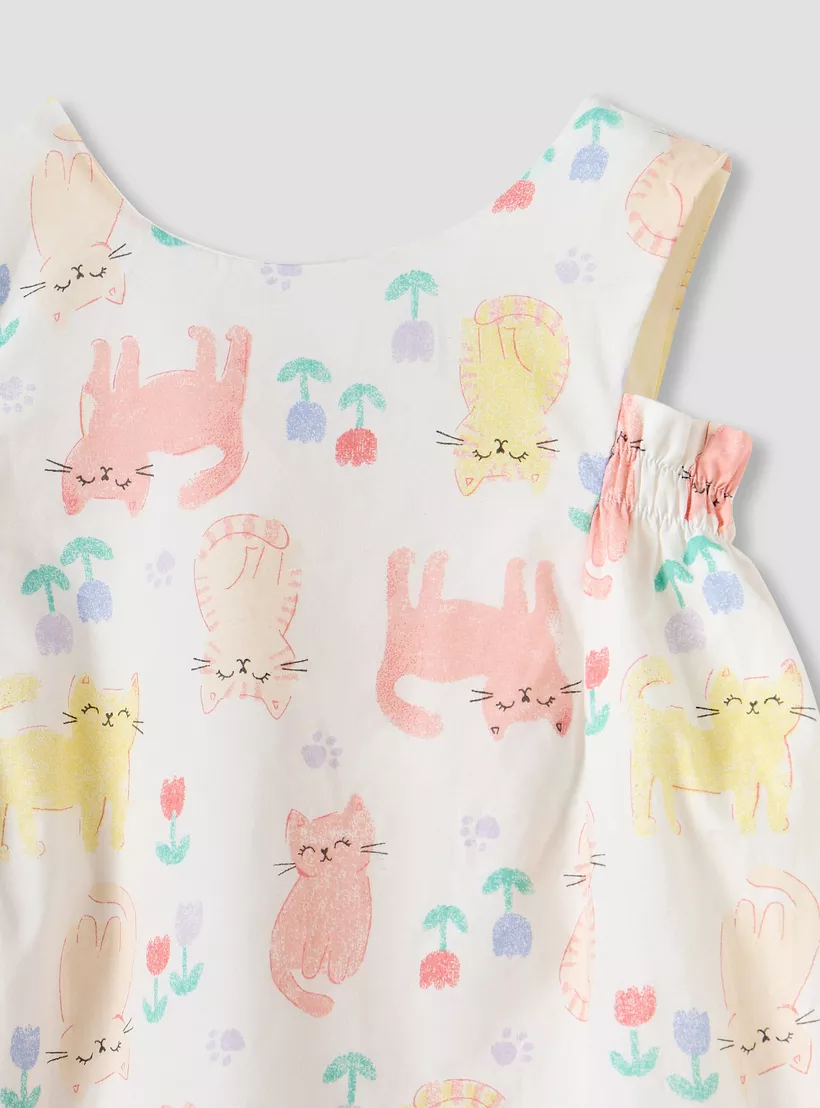 Juniors All-Over Cat Print Sleeveless Romper-3