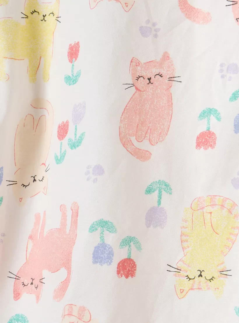 Juniors All-Over Cat Print Sleeveless Romper-4
