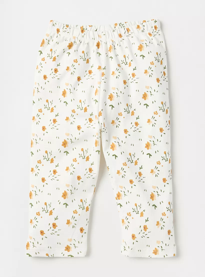 Juniors All-Over Floral Print Short Sleeve T-shirt and Elasticated Pyjama Set-3