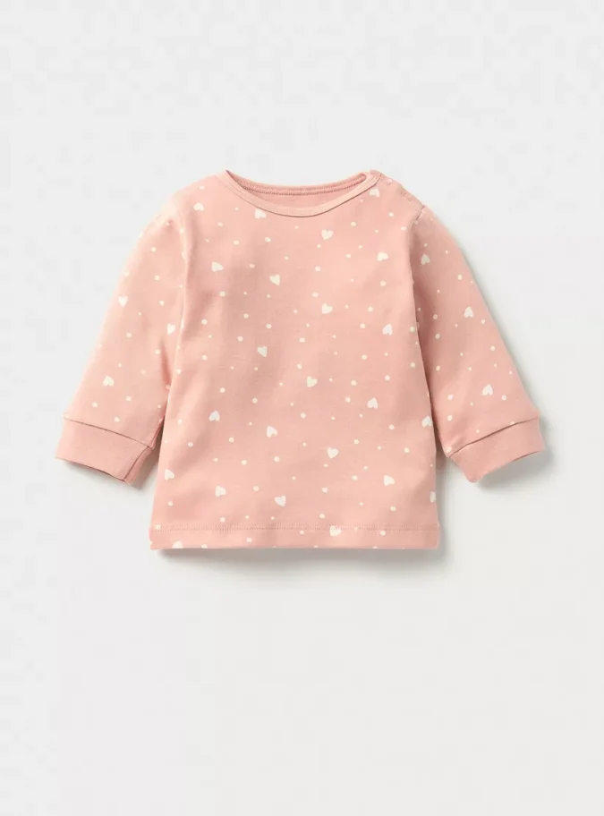 Juniors All-Over Heart Print Long Sleeve T-shirt and Pyjama Set-2