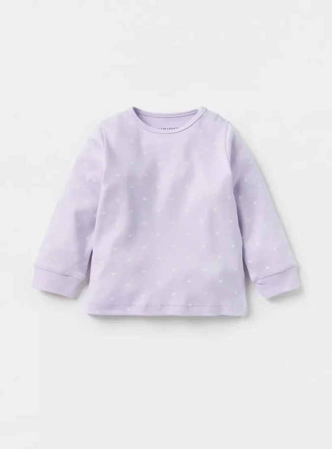 Juniors All-Over Heart Print Long Sleeves T-shirt and Elasticated Pyjama Set-2