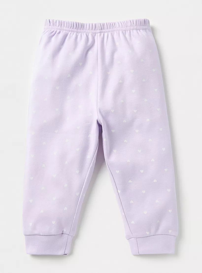 Juniors All-Over Heart Print Long Sleeves T-shirt and Elasticated Pyjama Set-3