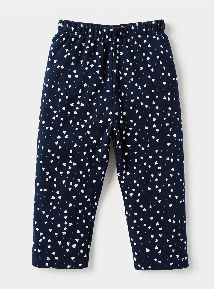 Juniors All-Over Heart Print T-shirt and Pyjama Set-2