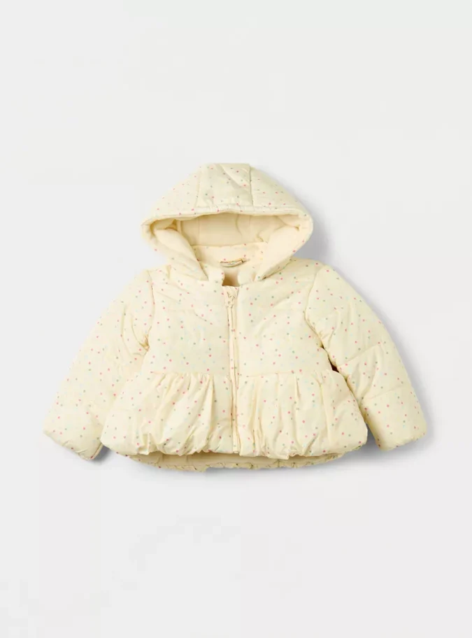 Juniors All-Over Polka Dot Print Hooded Jacket with Long Sleeves-1