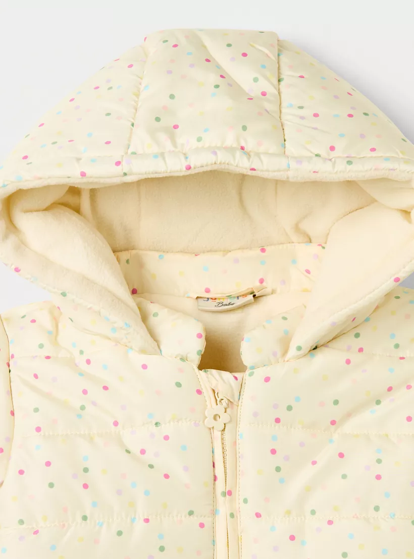Juniors All-Over Polka Dot Print Hooded Jacket with Long Sleeves3
