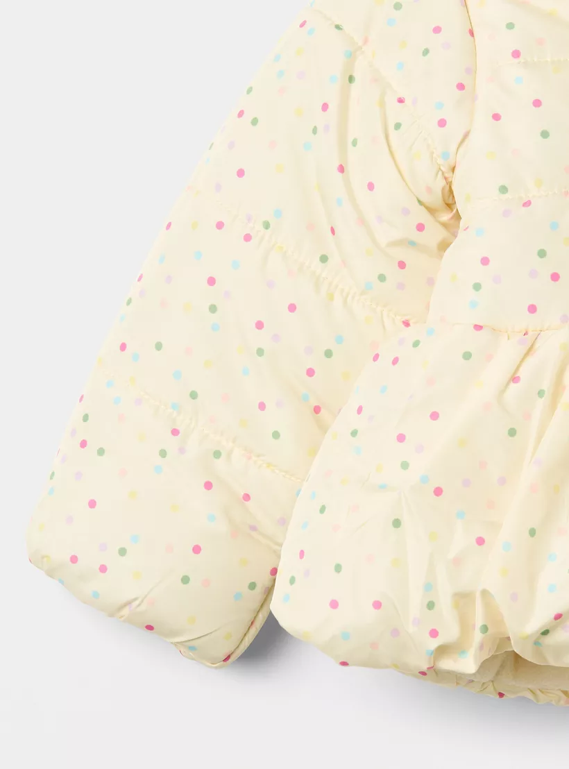 Juniors All-Over Polka Dot Print Hooded Jacket with Long Sleeves4