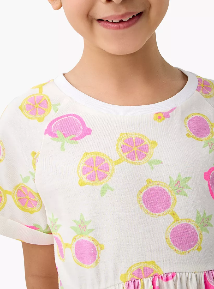 Juniors All-Over Print Dress with Short Sleeves4