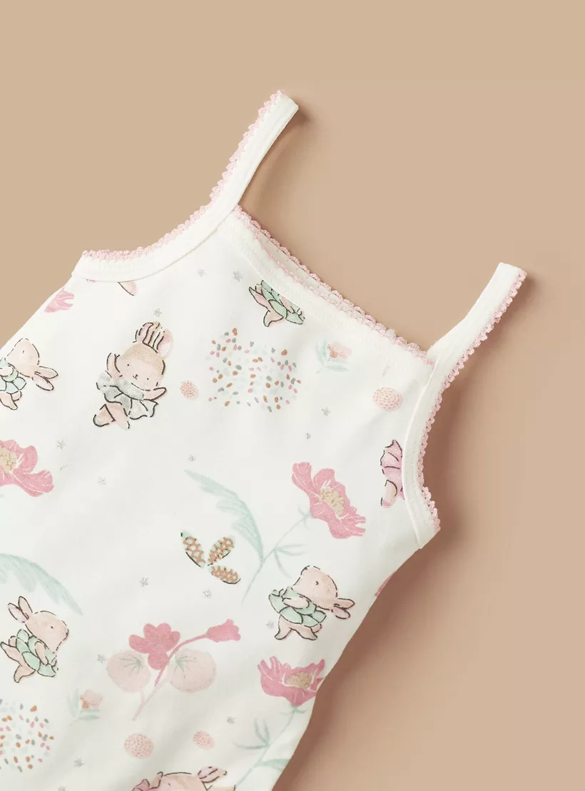 Juniors All-Over Print Sleeveless Bodysuit-2