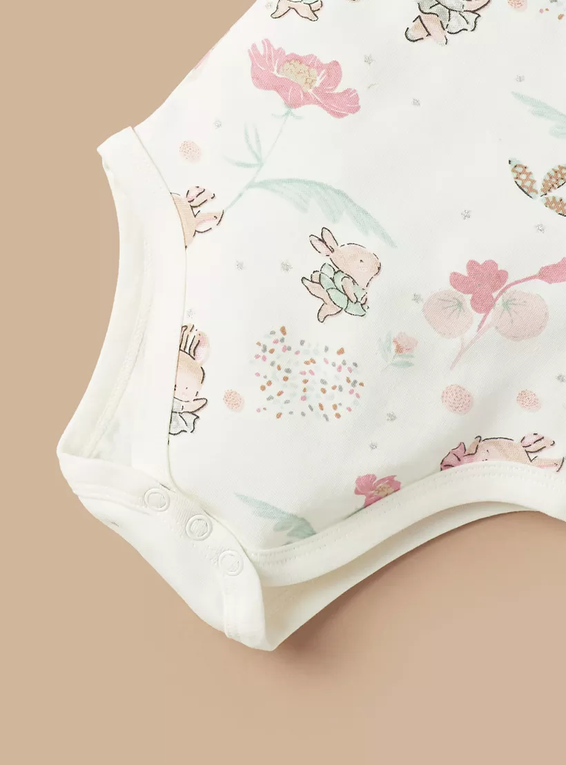 Juniors All-Over Print Sleeveless Bodysuit-3