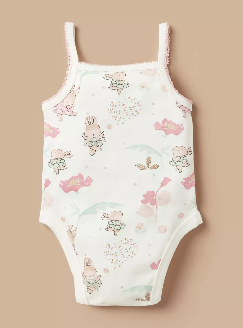 Juniors All-Over Print Sleeveless Bodysuit-4
