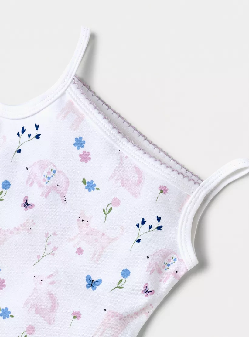 Juniors All-Over Print Sleeveless Bodysuit with Snap Button Closure-4