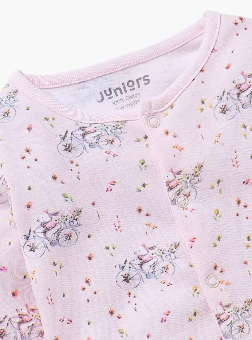 Juniors All-Over Printed Sleepsuit with Button Closure-2