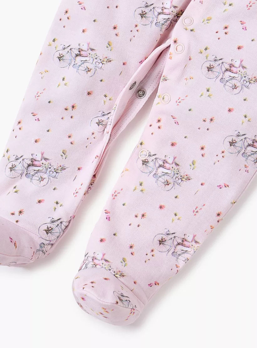 Juniors All-Over Printed Sleepsuit with Button Closure-3