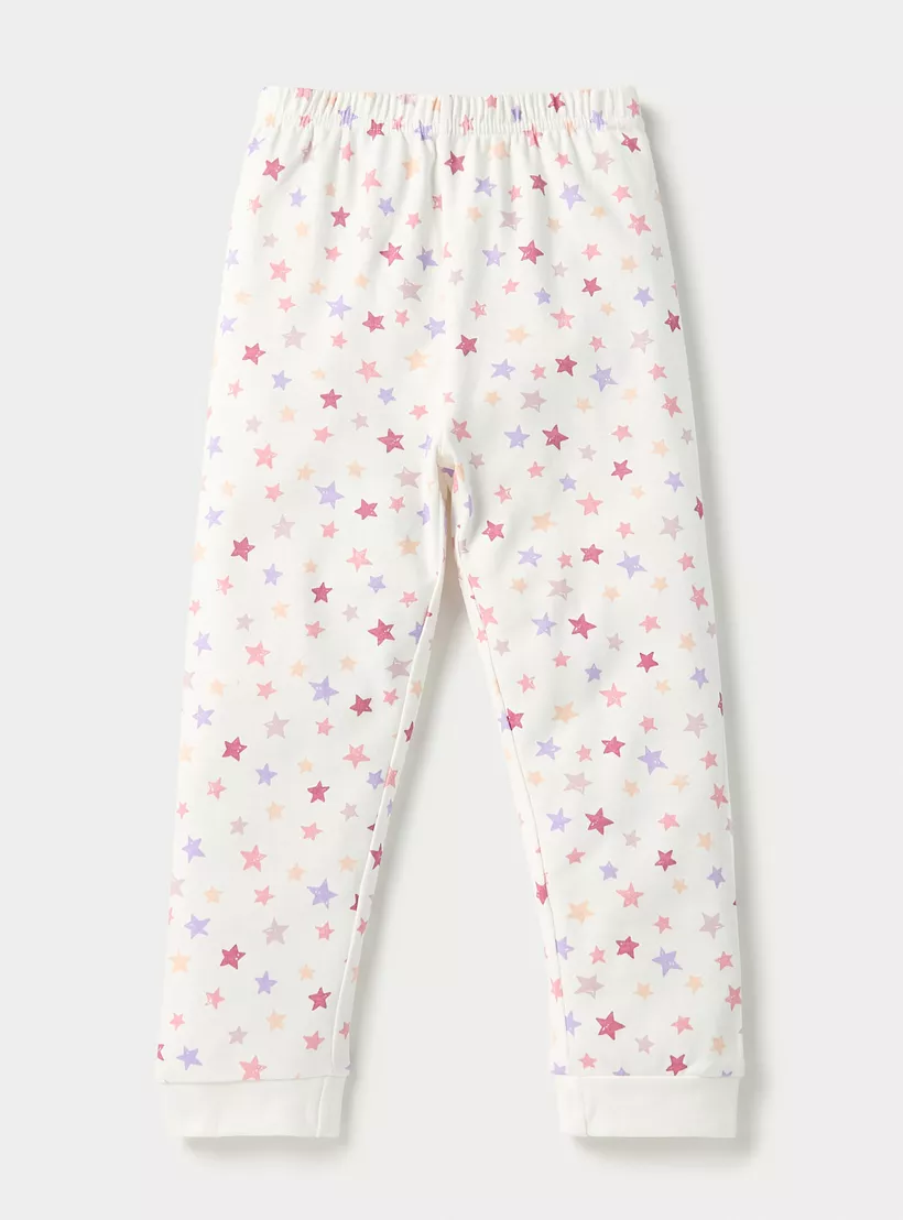 Juniors All-Over Star Print Long Sleeves T-shirt and Elasticated Pyjama Set-3
