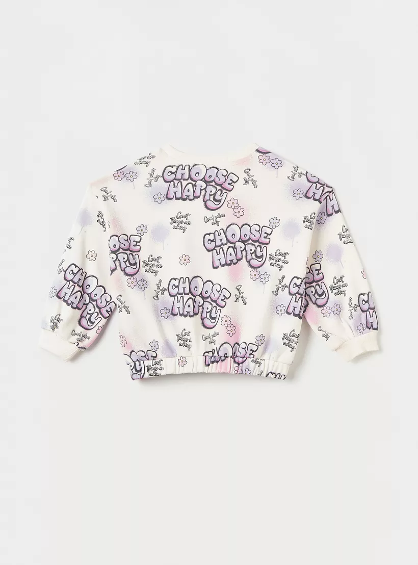 Juniors All-Over Typographic Print Sweatshirt with Long Sleeves-2