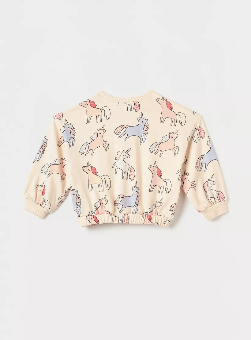 Juniors All-Over Unicorn Print Sweatshirt with Long Sleeves-2