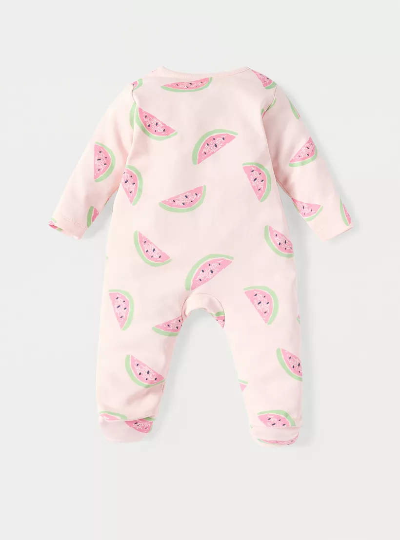 Juniors All-Over Watermelon Print Closed Feet Sleepsuit-2