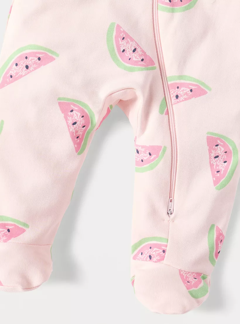 Juniors All-Over Watermelon Print Closed Feet Sleepsuit-4