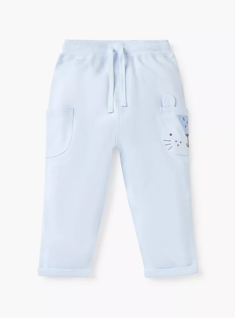 Juniors Animal Face Applique Pants with Drawstring Closure-2