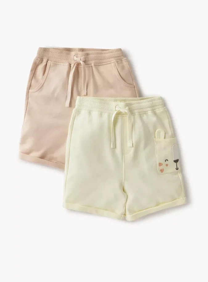 Juniors Animal Face Applique Shorts with Drawstring Closure - Set of 2-1