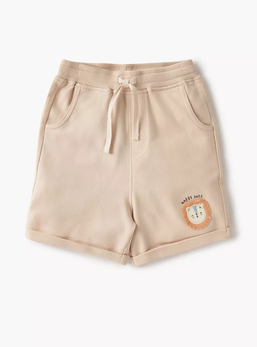 Juniors Animal Face Applique Shorts with Drawstring Closure - Set of 2-2