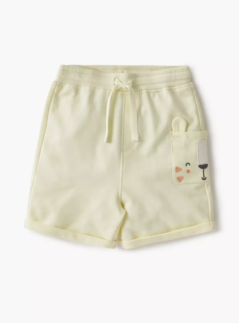 Juniors Animal Face Applique Shorts with Drawstring Closure - Set of 2-3