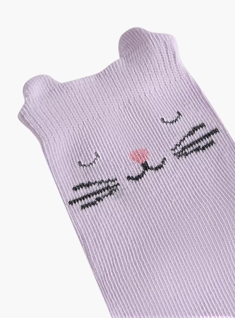 Juniors Animal Face Print Ankle Length Socks - Set of 7-4