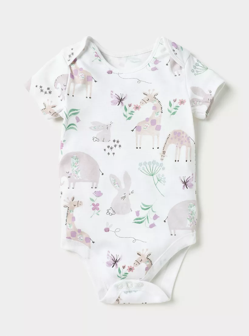 Juniors Animal Print Bodysuit with Snap Button Closure - Set of 3-2