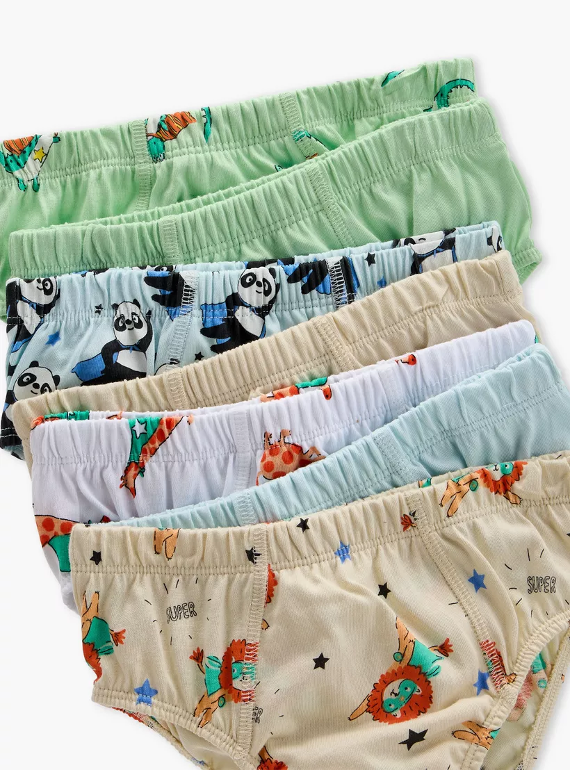 Juniors Animal Print Briefs with Elasticated Waistband - Set of 73