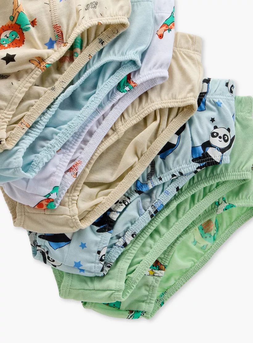 Juniors Animal Print Briefs with Elasticated Waistband - Set of 74