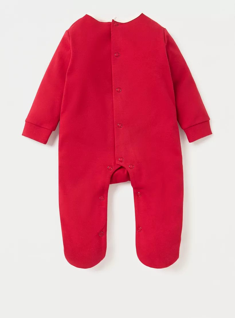 Juniors Applique Detail Closed Feet Sleepsuit with Long Sleeves-2