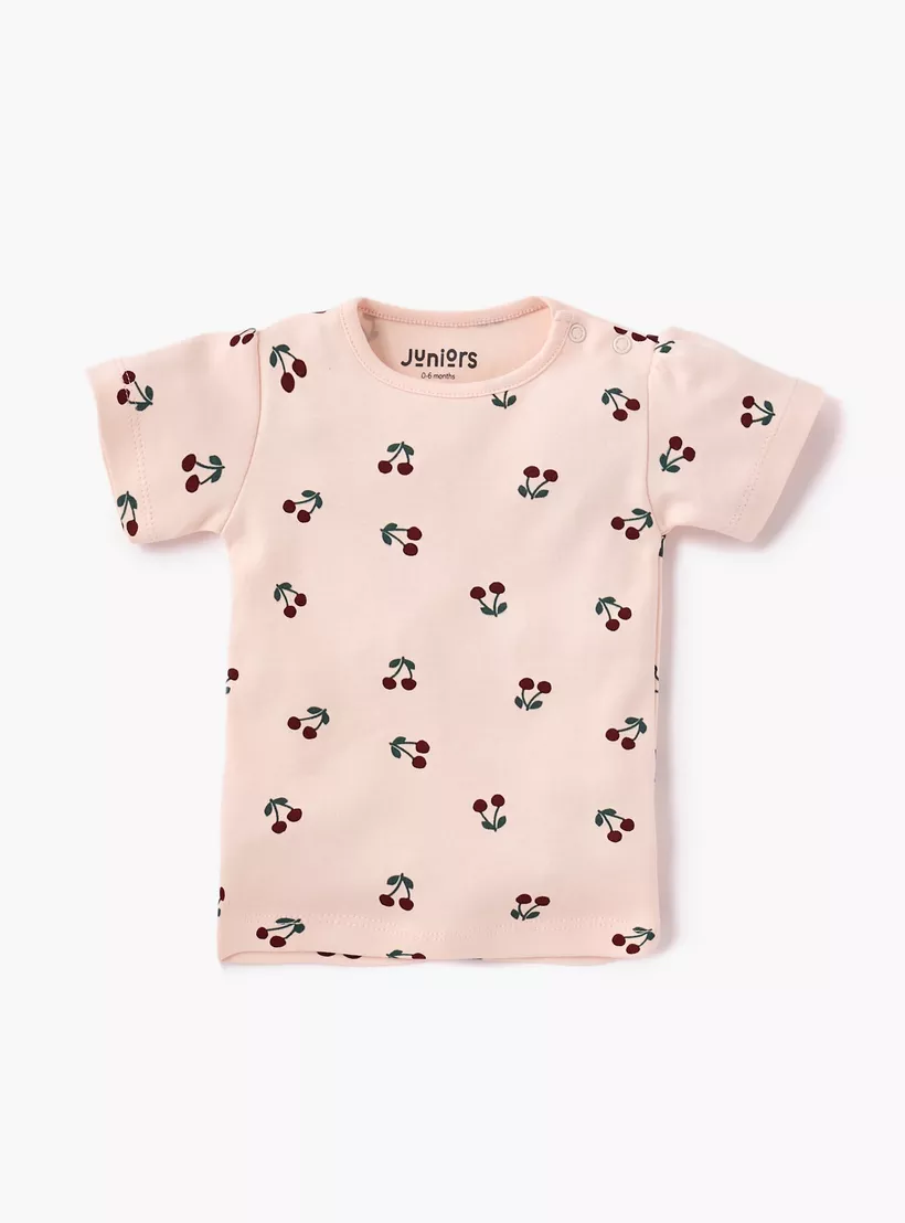 Juniors Assorted Printed Round Neck T-shirt with Short Sleeves - Set of 5-6